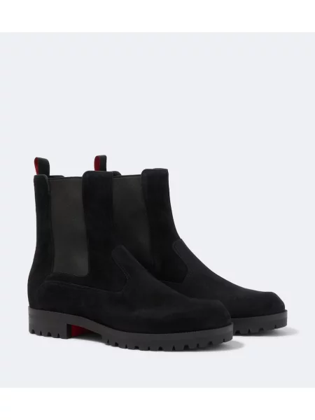 Botine chelsea Christian Louboutin din piele de căprioară negru