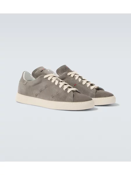 Sneakerși Kiton din piele de căprioară gri
