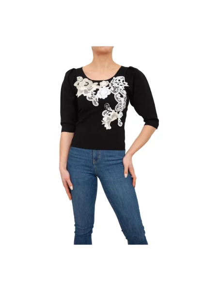Sweter Twinset z okrągłym dekoltem czarny