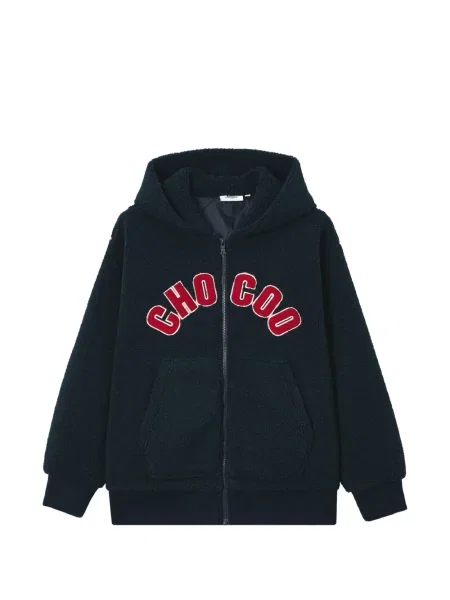 Hanorac cu glugă Chocoolate din fleece cu autograf albastru