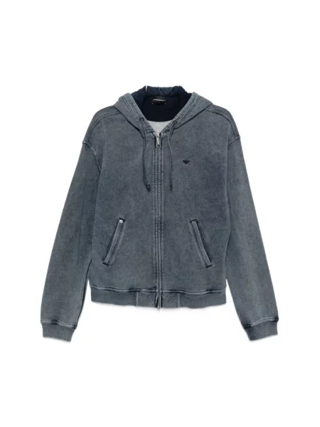 Bluza z kapturem Emporio Armani z kapturem niebieska