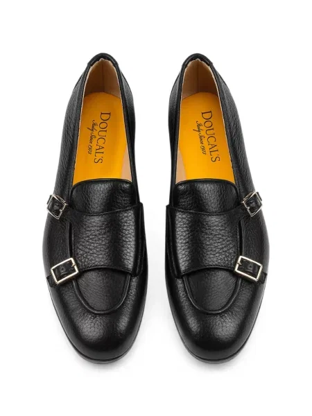 Pantofi loafer Doucal's din piele cu cataramă negru