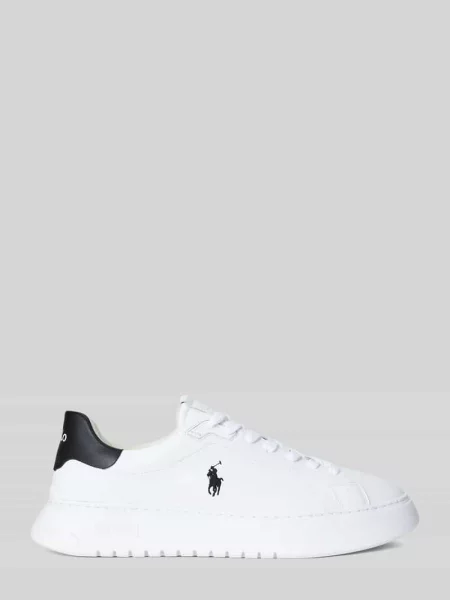 Sneakersy Low ze skóry bydlęcej nappa z detalem z logo Polo Ralph Lauren białe
