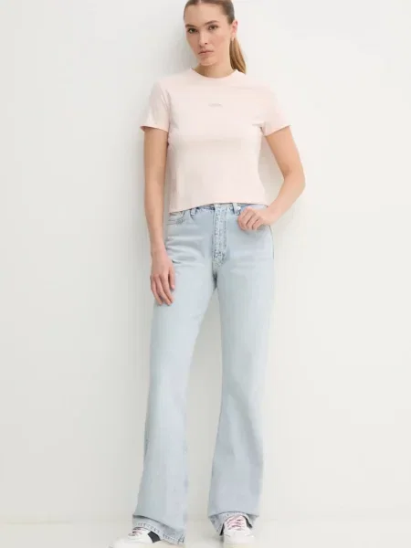 Calvin Klein Jeans Majica Placed Institutional Slim Fit roza