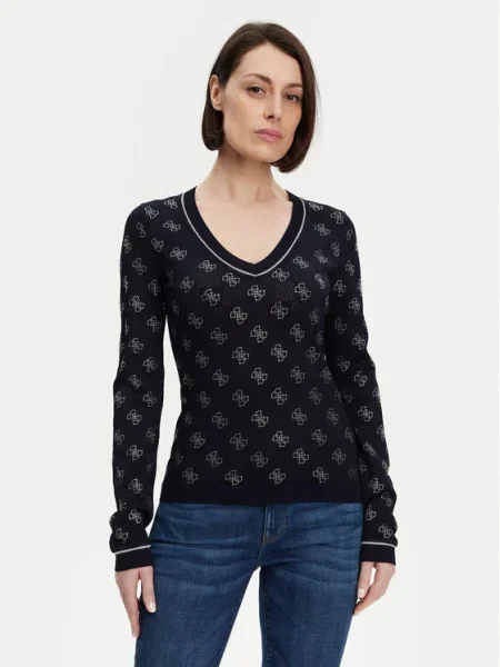 Sveter Guess s výstrihom do v modrá