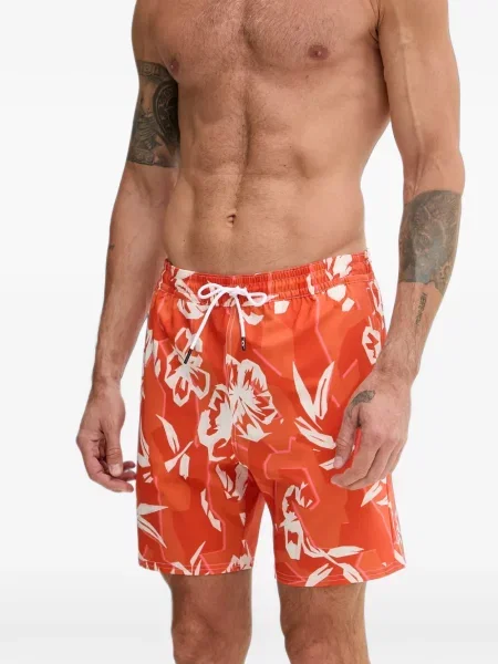Slip de baie Oakley cu model floral cu imagine portocaliu