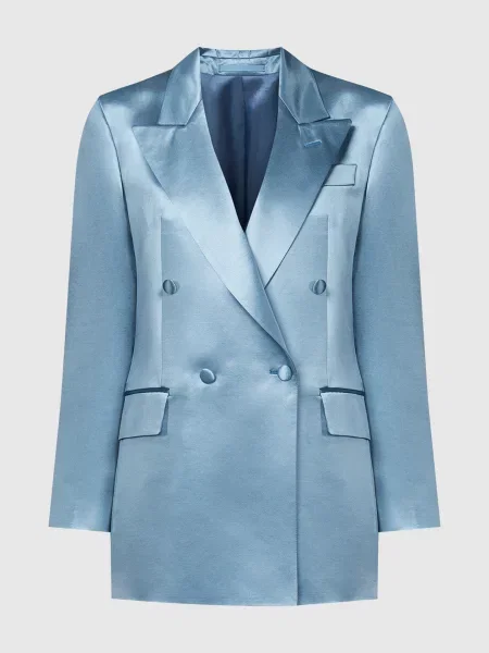 Двобортний жакет з вовни і шовку Jacob Lee блакитний