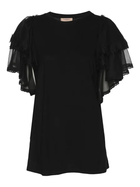 Top Twinset cu volane negru