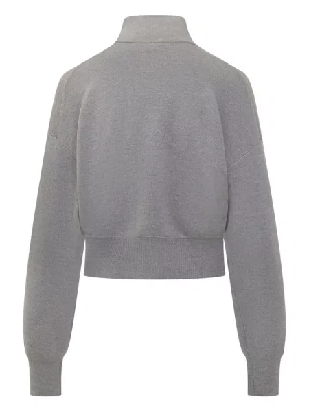 Pulover Victoria Beckham de jumătate de fermoar gri