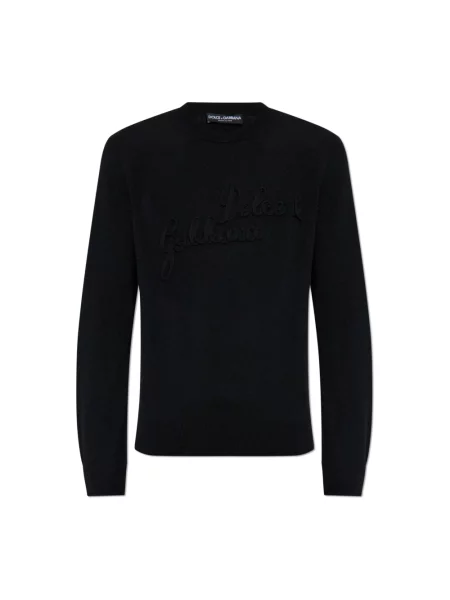 Sweter Dolce And Gabbana wełniany z logo czarny
