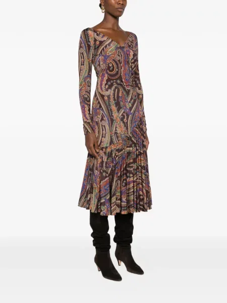 Rochie midi Etro cu imagine cu model paisley maro