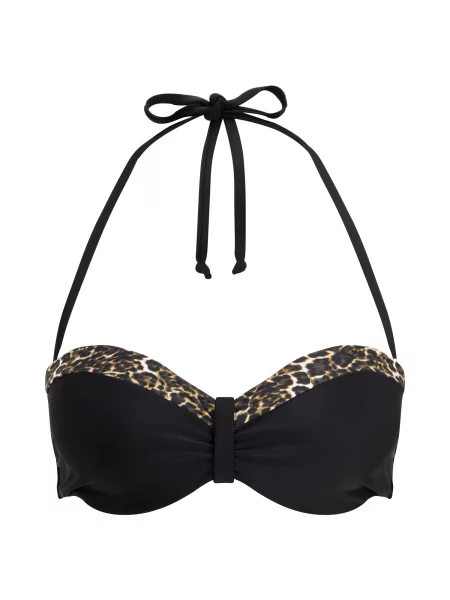 LASCANA Sutien costum de baie Adele negru / maro / kitt / maro închis alb