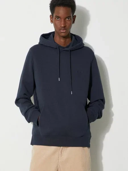 Μπλούζα Woolrich Logo Script Hoodie ναυτικό με κουκούλα μπλε