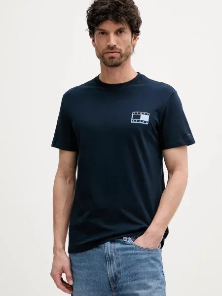 Tommy Jeans tricou din bleumarin cu imprimeu albastru