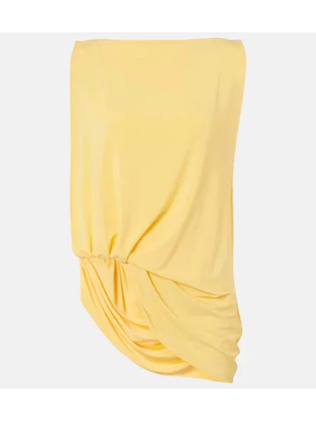 Top Jacquemus din jerseu drapat galben