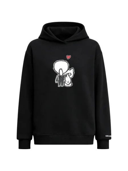 Пуловер Karl Lagerfeld с качулка черно