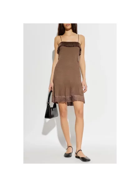 Lniana sukienka mini By Malene Birger brązowa