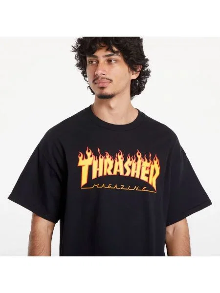 Tricou Thrasher Flame Logo T-Shirt Black M negru