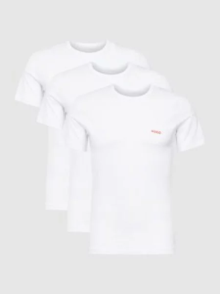T-shirt z nadrukiem z logo w zestawie 3 szt. Hugo biała
