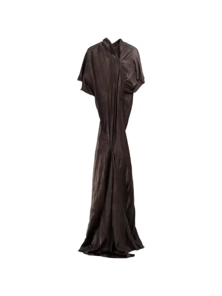 Rochie Rick Owens drapată de costum maro