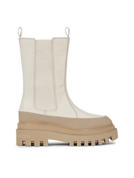 Calvin Klein Jeans De piele ghete chelsea FLATFORM CHELSEA bej