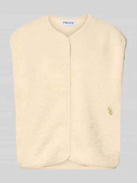 Kamizelka o kroju relaxed fit w nadruk w panterkę model "KATTY" Pieces biała