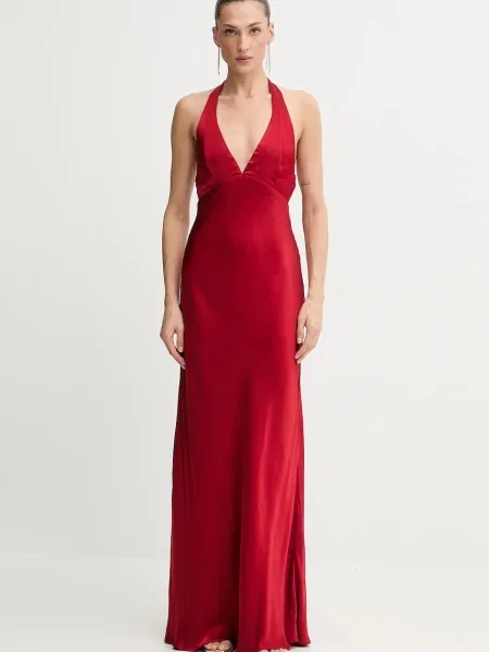 Bardot rochie maxi evazați roșu