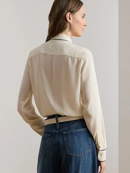 Lauren Ralph Lauren Bluză FREDELLA fildeş / bleumarin bej