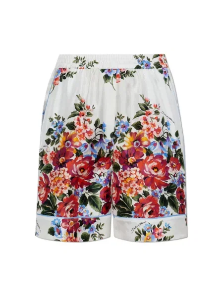 Bermudy Dolce And Gabbana z nadrukiem w kwiatki z twillu białe
