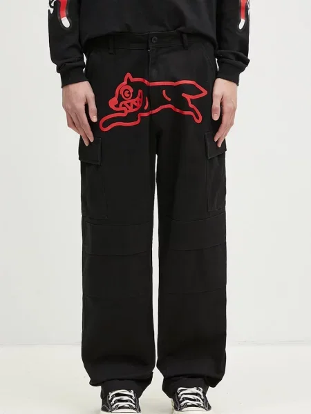 Hlače ICECREAM Running Dog Cargo Pant ravni kroj crna