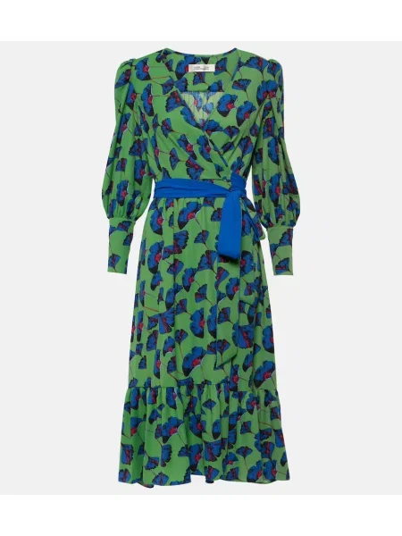 Rochie Diane Von Furstenberg cu imagine de costum verde