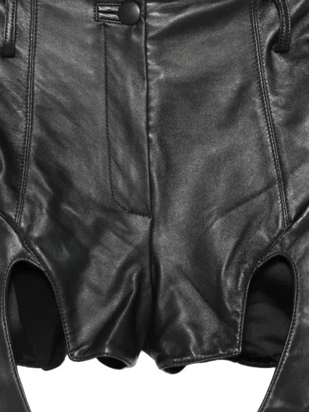 Pantaloni scurți Mitiliane Couture din piele negru