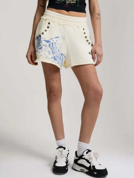 Ed Hardy Pantaloni Fighting Eagle ecru / bleumarin negru