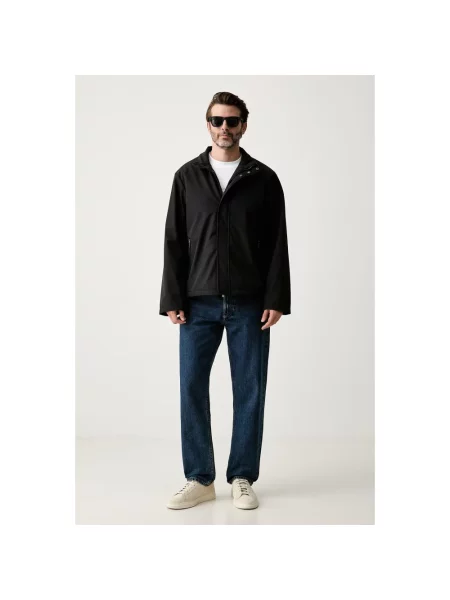 Lniana lekka kurtka Armani Exchange czarna