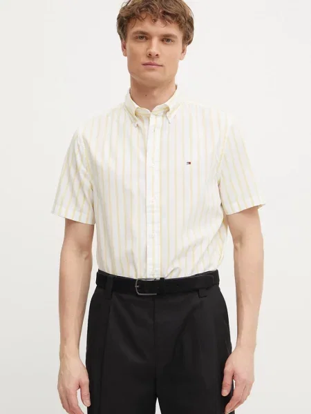 Košile Tommy Hilfiger regular s límečkem button-down žlutá