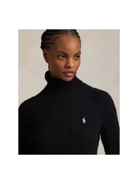 Polo Ralph Lauren sweter wełniany lekki z golfem czarny