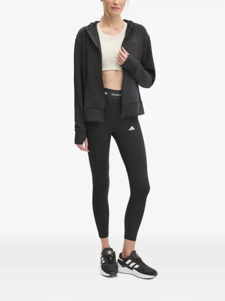 Hanorac cu glugă Adidas cu dungi cu broderie cu cordon negru