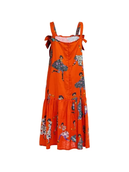 Rochie midi A.nty Story cu funde portocaliu