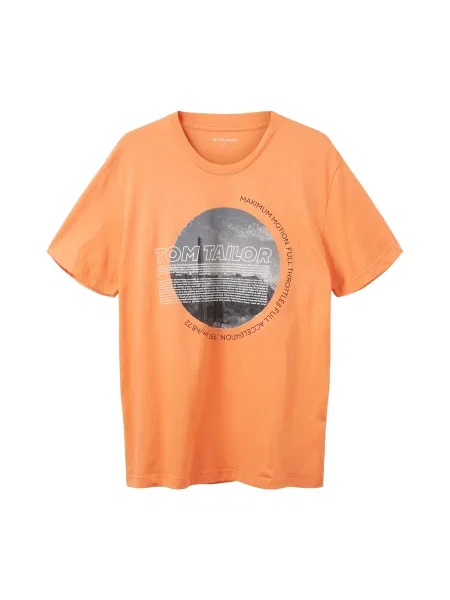 TOM TAILOR Tricou gri / portocaliu deschis / negru / alb