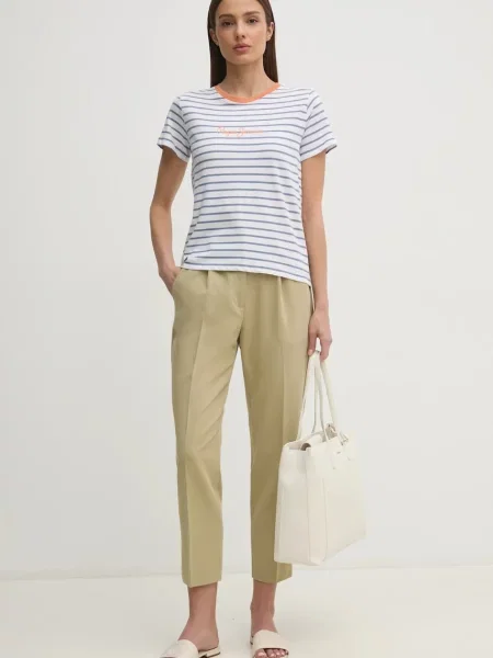 Штани Sisley пряме висока посадка зелений