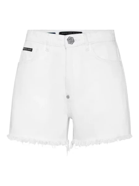 Pantaloni scurți din denim Philipp Plein cu broderie alb