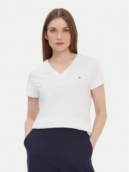 Tommy Hilfiger T-Shirt Heritage V-Neck Tee Regular Fit λευκό