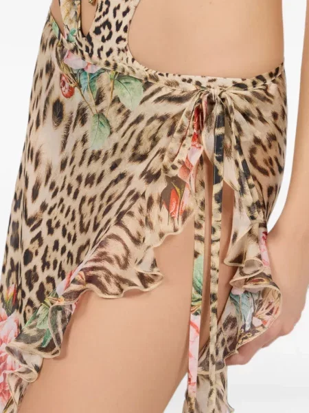 Fustă midi Roberto Cavalli cu imagine cu model leopard