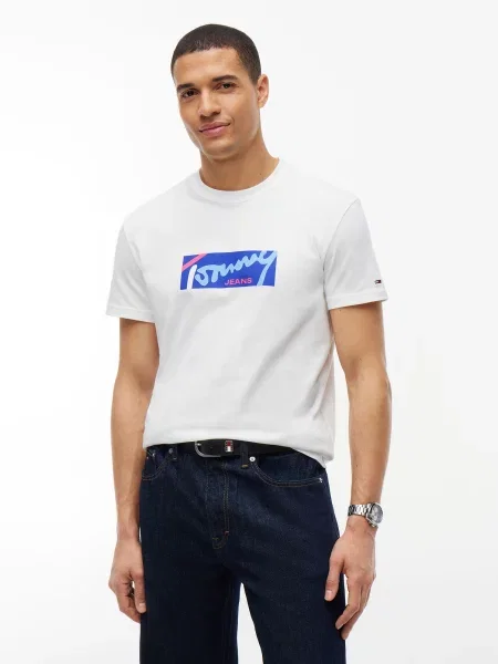 Tommy Jeans Tričko námornícka modrá / jasne červená biela
