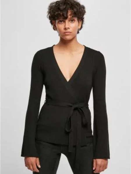 Dzianinowy sweter Urban Classics prążkowany czarny