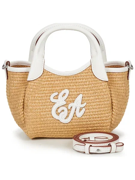 Slamená shopper kabelka Emporio Armani béžová
