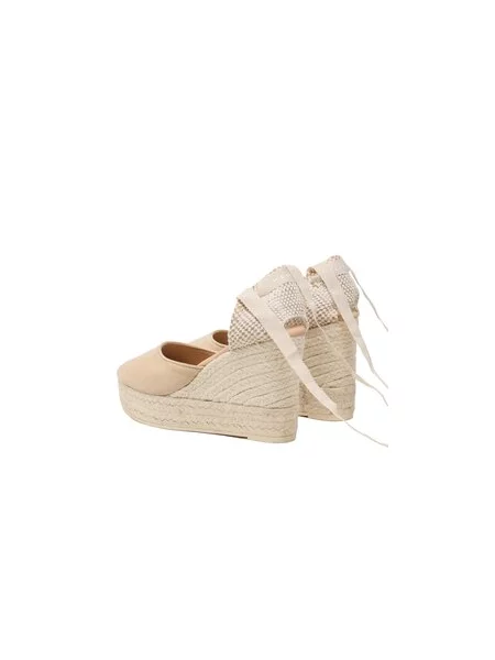 Manebi Espadrilės Soft Suede Wedge Espadrilles M WV smėlio