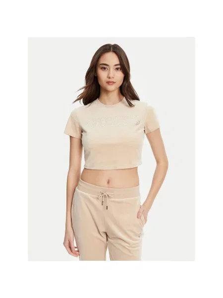 Guess Marškinėliai Regular Fit smėlio