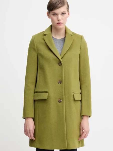 Палто с вълна United Colors of Benetton зелено
