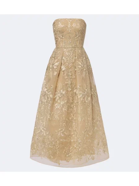 Květinové krajkové koktejlové šaty Elie Saab